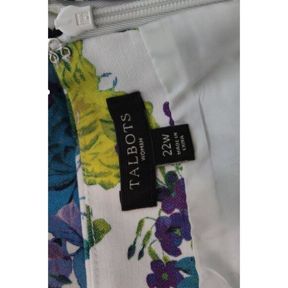 Talbots Midi Dress Size 22W Floral Multicolor Colorful Cotton Linen Lined Formal - Picture 12 of 12